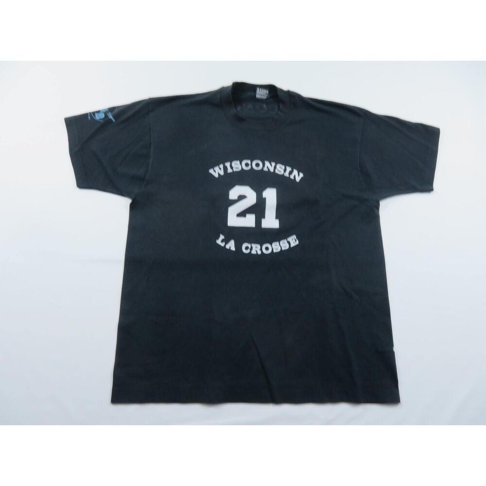 Wisconsin LaCrosse T-Shirt #21 Black Sz XL 1990s